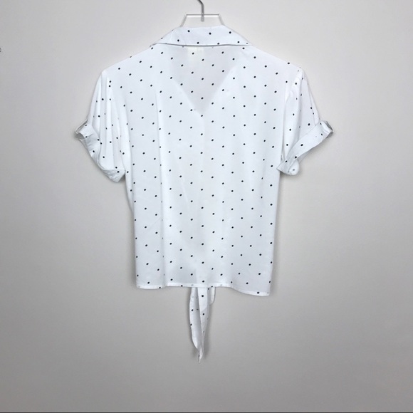 Japna Black/White Polka Dot Front Tie Camp Shirt S - Picture 2 of 8